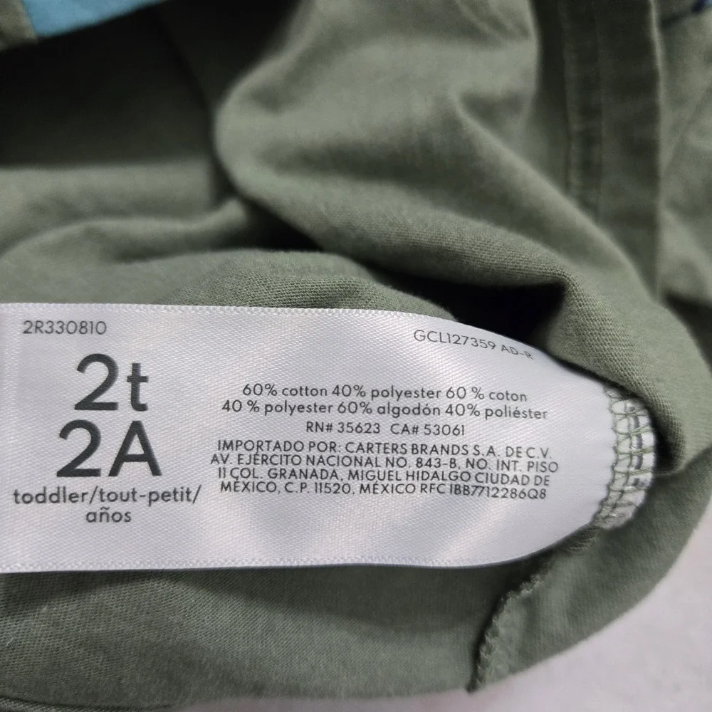 Carter's‎ Boys 2T Jogger Set 'Dino Crew' T-Rex Dinosaur Hooded Green Navy Blue